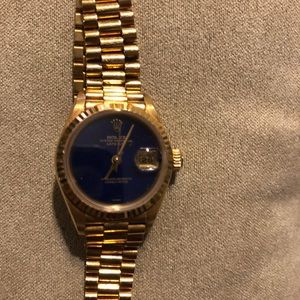 Ladies 18k Sapphire Diamond Cut Datejust Rolex